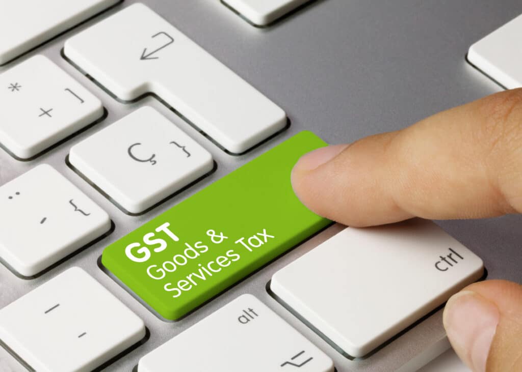 GST Goods and Services Tax button for corporate bookkeeping