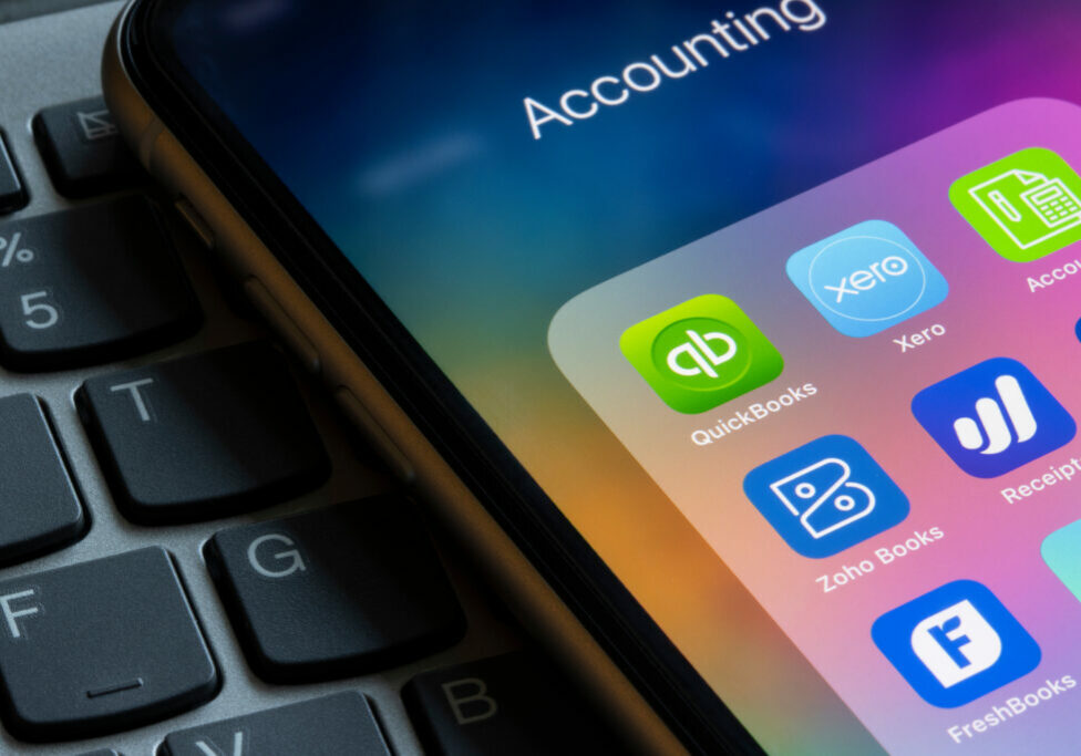 Portland, OR, USA - Apr 2, 2021: Assorted accounting apps are se
