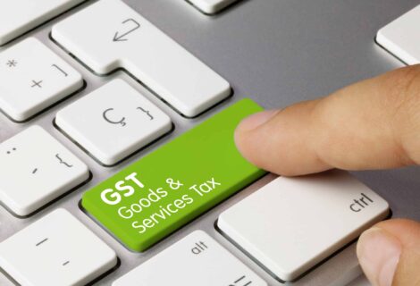 GST Goods and Services Tax button for corporate bookkeeping